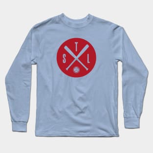 STL Baseball Hipster Red Long Sleeve T-Shirt